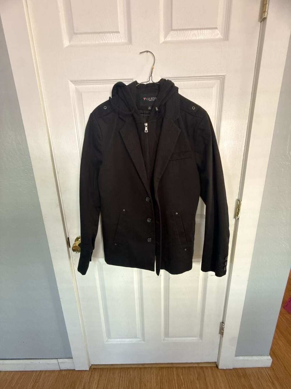 Guess Men's Black Hooded Blazer Jacket Size M